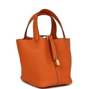 Hermès Picotin Lock 18 Orange Clemence Gold Hardware