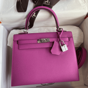 Hermès Kelly Handbag Pink Epsom with Palladium Hardware 25