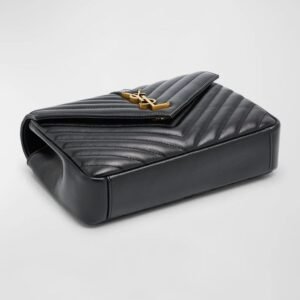 Saint Laurent College Medium YSL Flap Top-Handle Bag in Quilted Leather