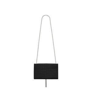 Saint Laurent Medium Kate Tassel Chain Bag In Black Crocodile Em