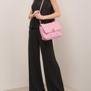 Chanel 19 Large Flap Bag Lamb Pink