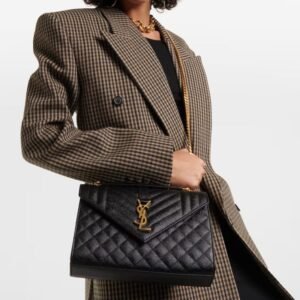 SAINT LAURENT ENVELOPE MEDIUM IN QUILTED GRAIN DE POUDRE EMBOSSED LEATHER