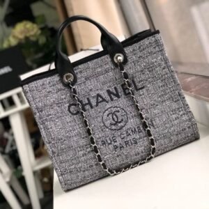 Chanel Deauville Tote Raffia Canvas Bag