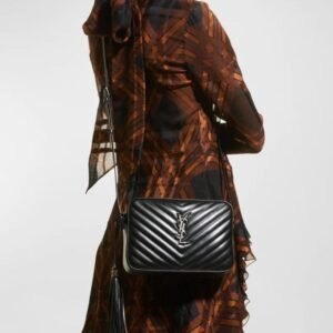 Saint Laurent Lou Medium YSL Monogram Calfskin Camera Crossbody Bag – Aged Silver Hardware