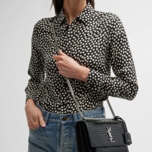 Saint Laurent Sunset Medium In Crocodile Embossed Shiny Leather