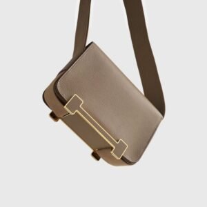 Hermès Geta Bag Chevre Etoupe Gold Hardware