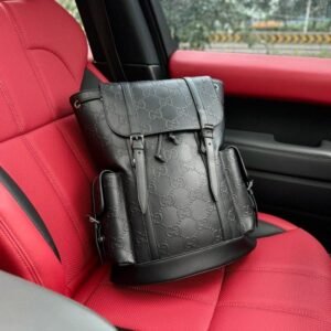 Gucci GG Leather Logo Embossed Backpack