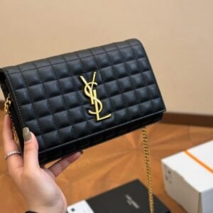 SAINT LAURENT LAMBSKIN CASSANDRE CHAIN WALLET