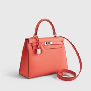 Hermès Kelly 25 Epsom Rose Texas Sellier Palladium Hardware