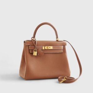 Hermès Kelly 28 Togo Gold Retourne w/Nata Strap Gold Hardware