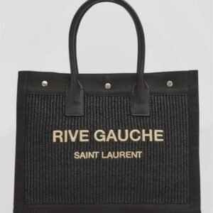 Saint Laurent Rive Gauche Small Tote Bag in Raffia