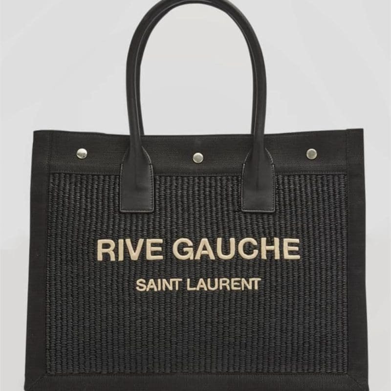 Saint Laurent Rive Gauche Small Tote Bag in Raffia