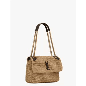 Saint Laurent Niki Medium Chain Bag in Raffia and Leather