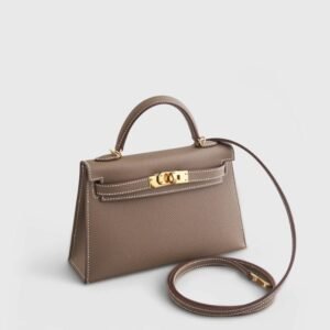 Hermès Kelly Mini Epsom Sellier Etoupe Gold Hardware