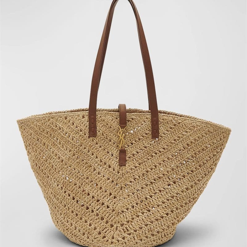 Saint Laurent Panier Medium YSL Tote Bag in Raffia