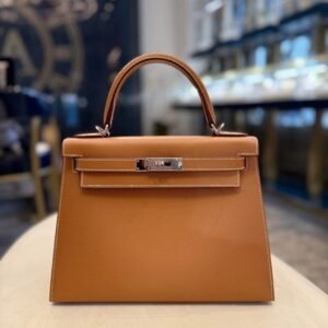 Hermes Gold Kelly 28 Sellier Epsom Palladium Hardware