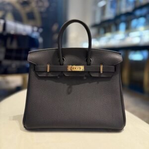 Hermès Noir Birkin 25 Togo Gold Hardware