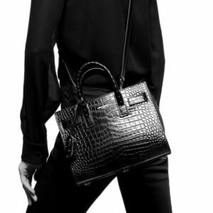 Saint Laurent SAC DE JOUR NANO CROCODILE-EMBOSSED LEATHER BAG
